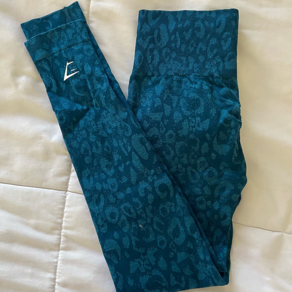 Gymshark Teal Leopard Print Leggings